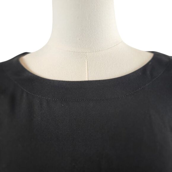 Gap X-Small Black Blouse Semi Sheer Long Double Slit Sleeves with Gold Nailheads - Picture 6 of 14